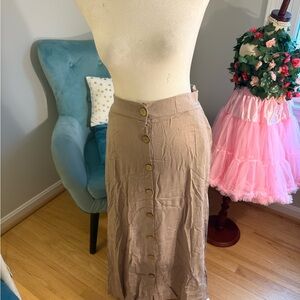Eldridge Button-Front Tan Skirt